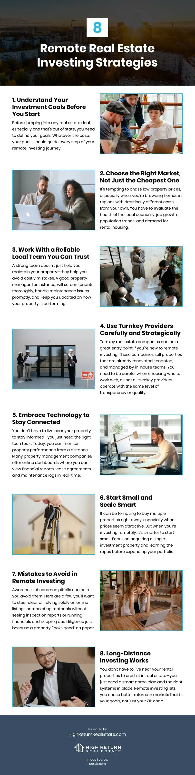 8 Remote Real Estate Investing Strategies Infographic
